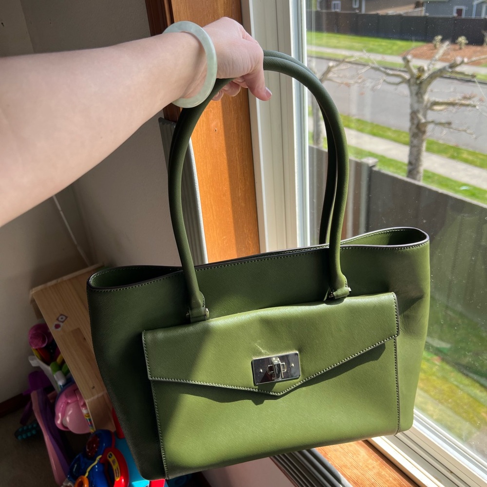 Kate Spade Green Leather Tote Shoulder Bag
